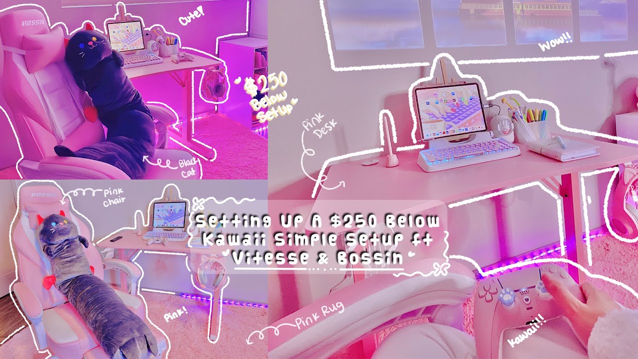 [4K] Unboxing & Setting Up A Kawaii Simple Pink Setup $250 Below  Ft. Vitesse & Bossin🌸💕