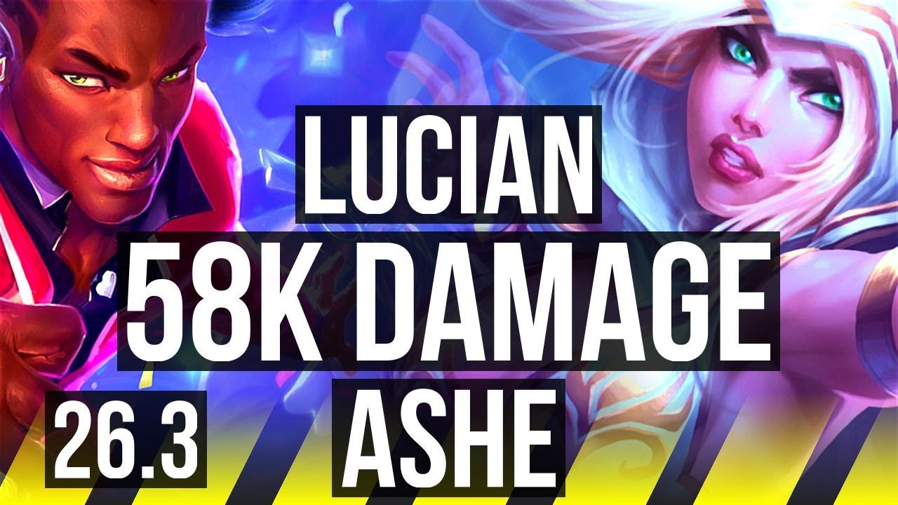 LUCIAN & Sona vs ASHE & Karma (ADC) | 58K damage, Good KDA: 20/3/11 | KR Master | 26.3
