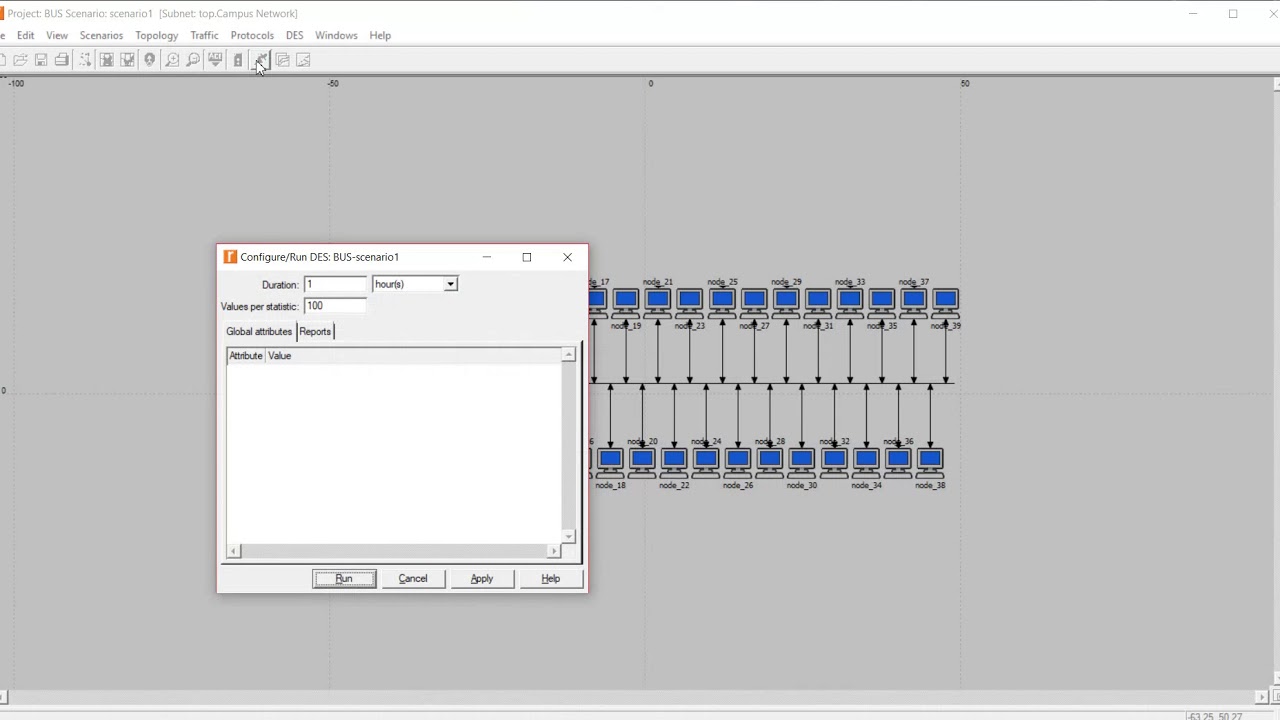 Bus topology - Riverbed(Opnet) simulation
