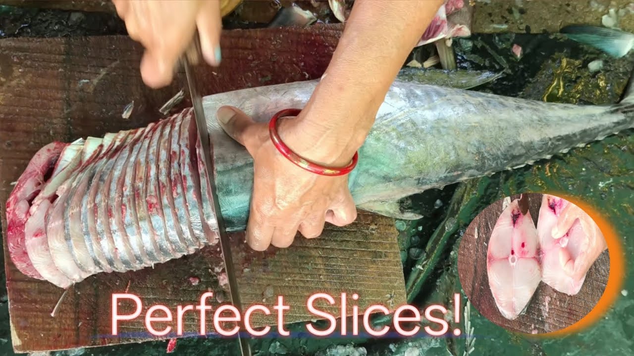 Surmai fish cutting | perfect king fish slices 