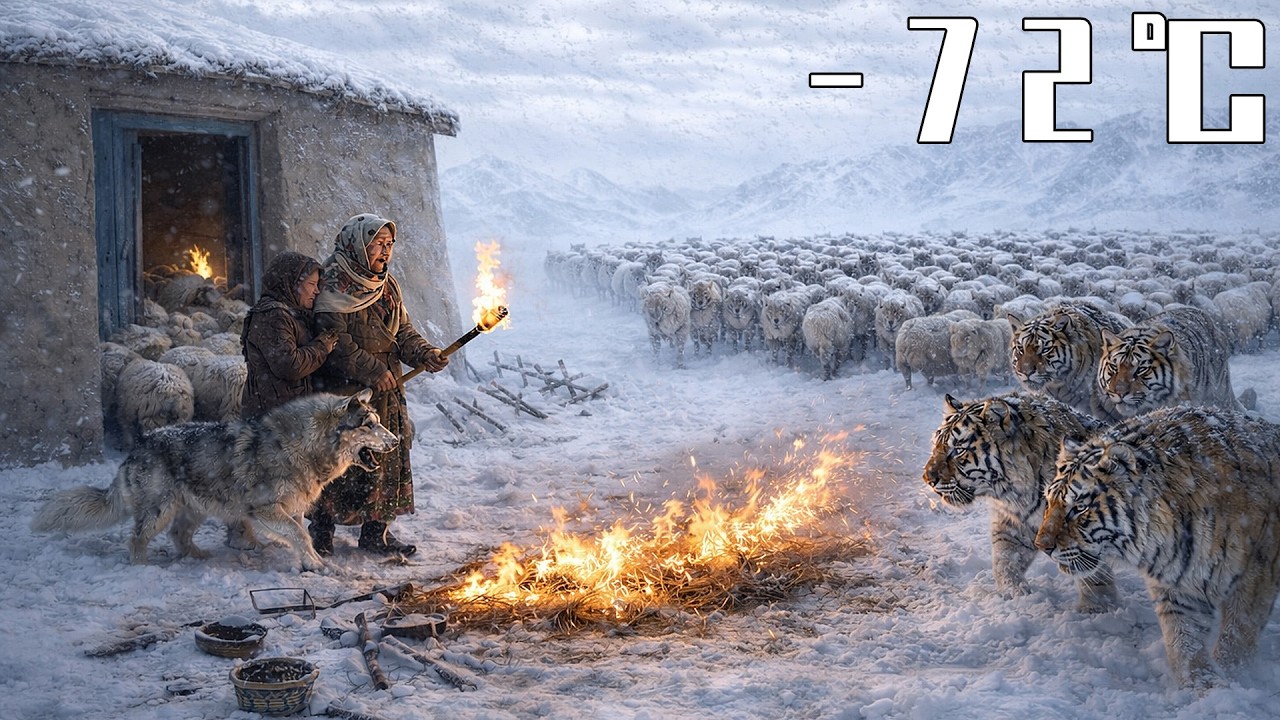 –72°C Blizzard Afghan Mountain Surviva | 90-Year-Old Grandma’s Cooking & Beast Defense
