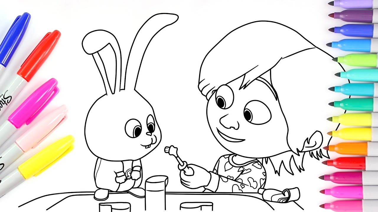The Secret Life of Pets. Snowball and Molly - Coloring Pages for Kids | Rainbow TV