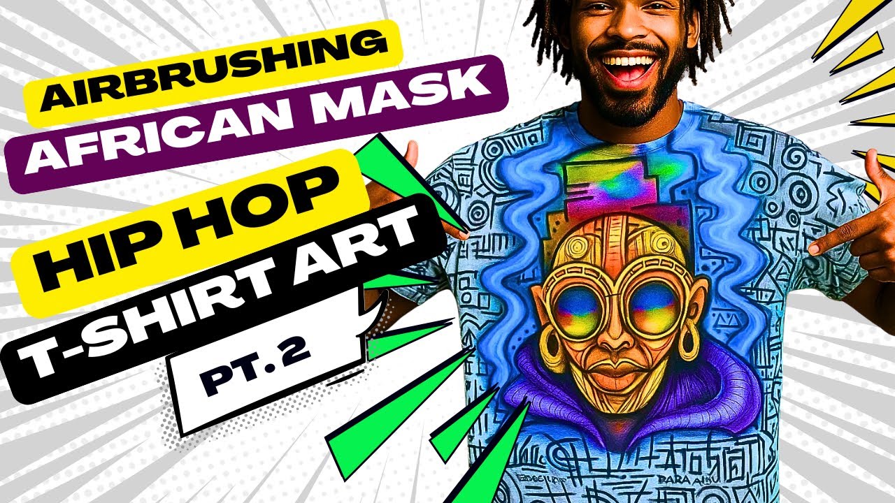 How to Airbrush African Mask Hip Hop T-Shirt Art Pt.2