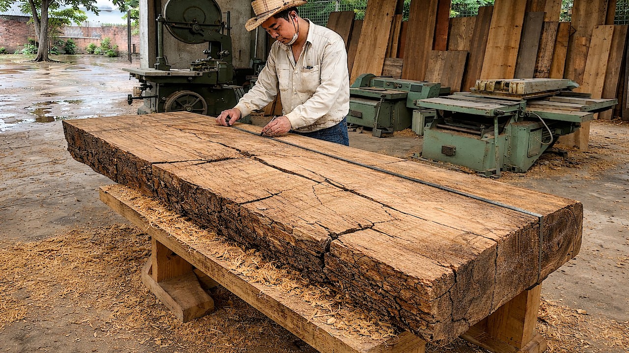 The Young Carpenter's Top-Tier Woodworking Skills | Transforming Scrap Wood into a Unique Table