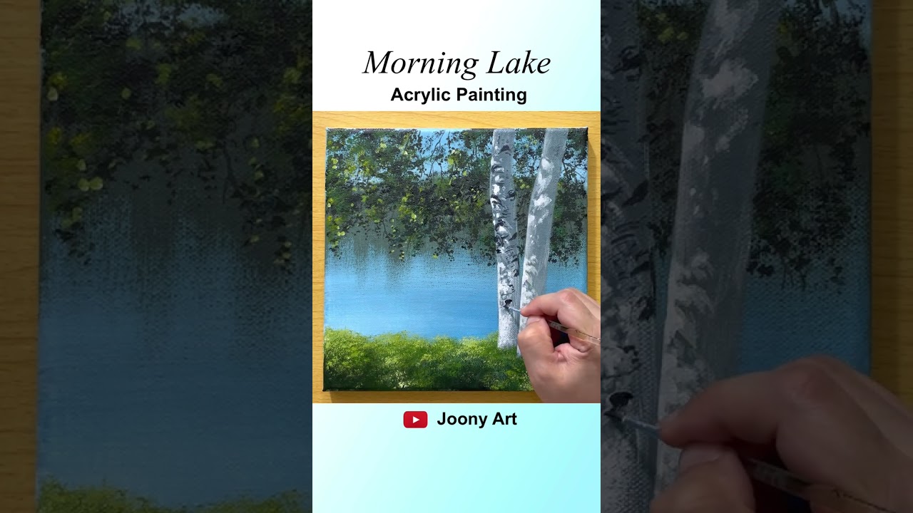 Morning Lake Acrylic Painting #shorts #youtubeshorts #art