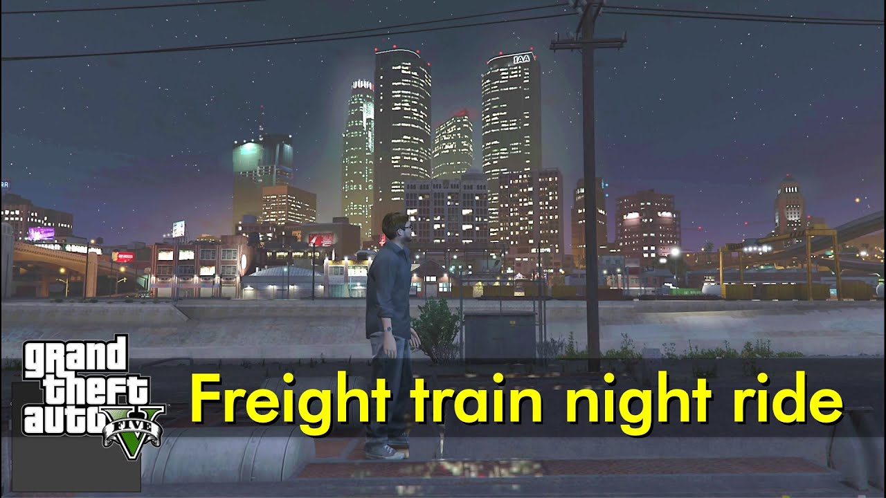 Freight train ride (night) | GTA V