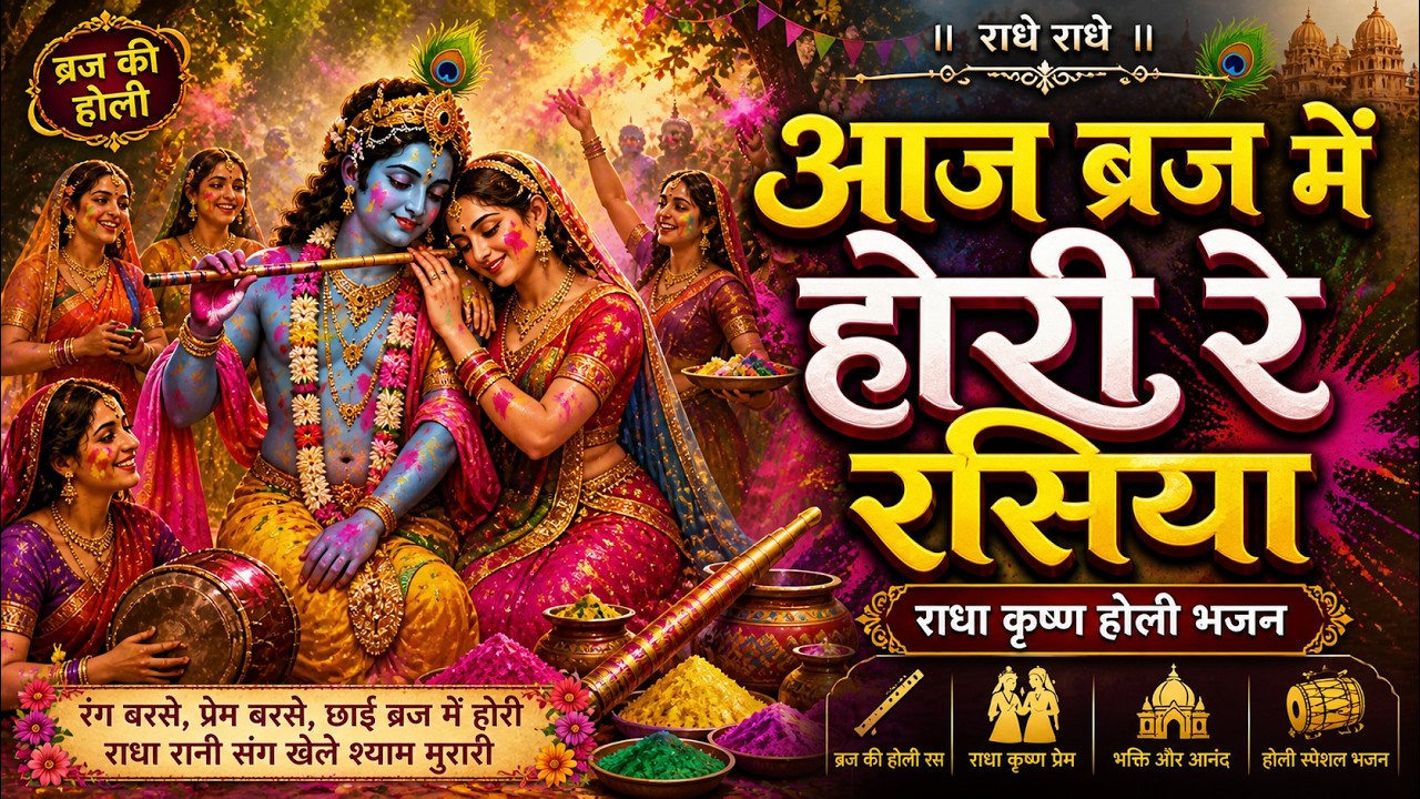 आज ब्रज में होरी रे रसिया | radha krishna holi song | braj holi bhajan