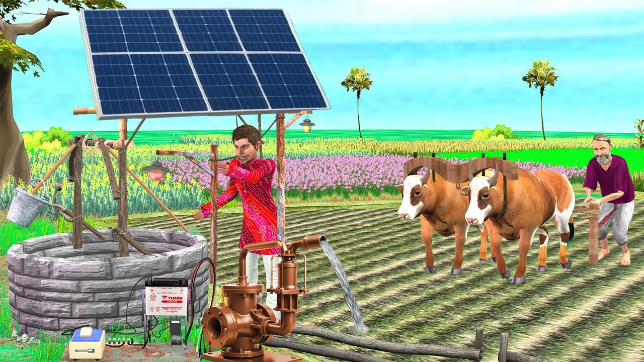 Village Solar-Powered Water Pump Jugaad Smart Kisan Farming Hindi Kahani Moral Stories Comedy Video