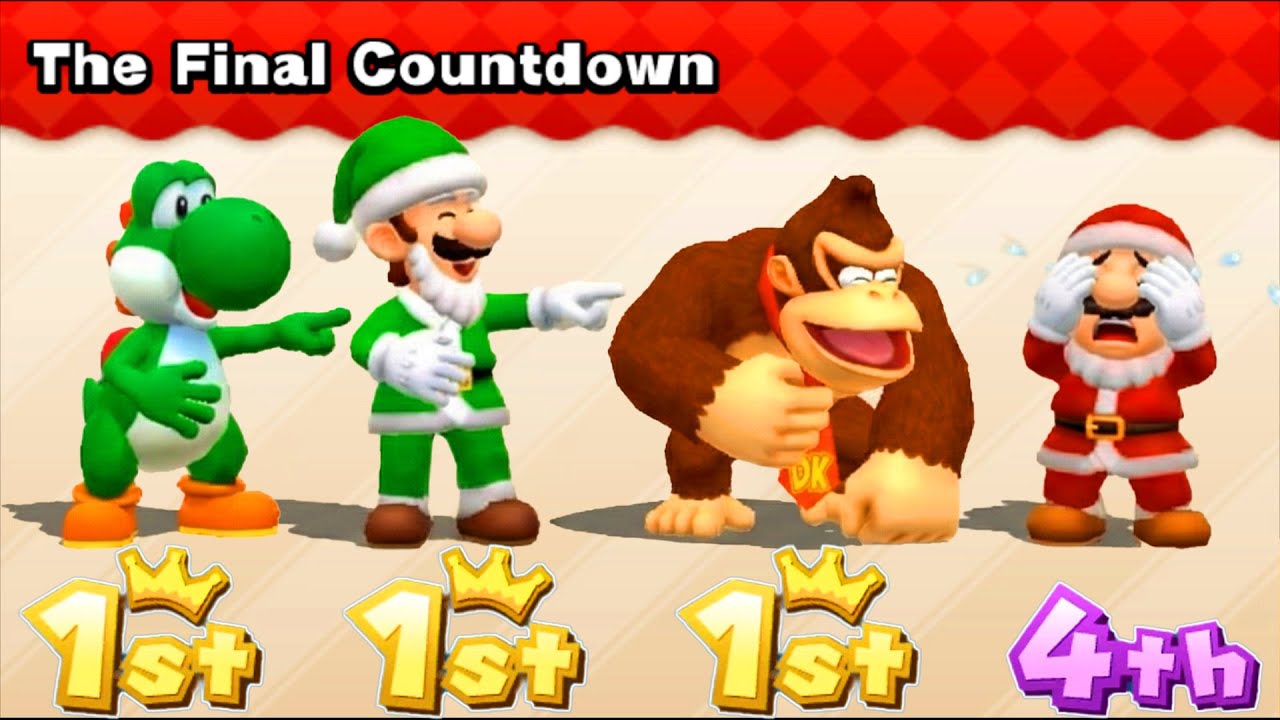 Mario Party The Top 100 Funny Minigames -  Yoshi Vs Mario Vs Luigi Vs Donkey Kong