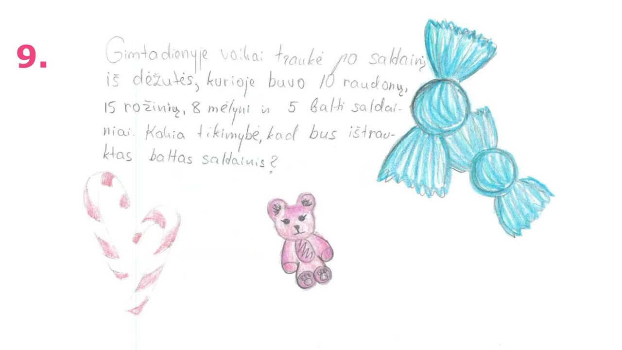 8 klasė.  Mokinių sukurtos užduotys su atsakymais, panašios į 2026 NMPP bandomąjį