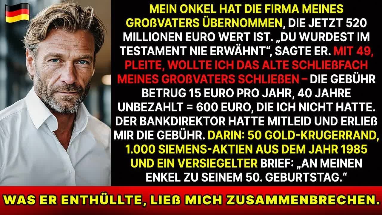 Mit 49 pleite, borgte ich 600€ für Opas Kiste – darin Siemens Aktien & Onkels Diebstahl von 520
