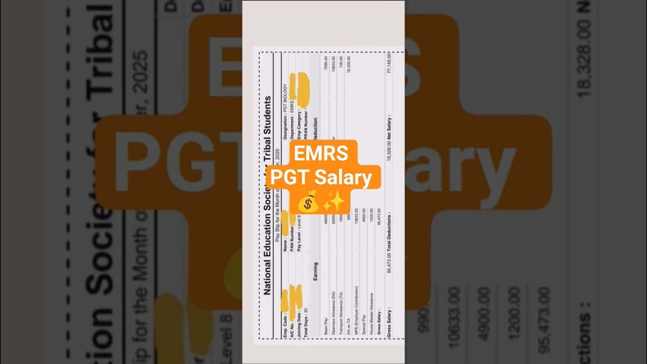 EMRS PGT Salary!💰✨#emrs #pgt #shortsfeed #shorts #governmentjobs #motivation