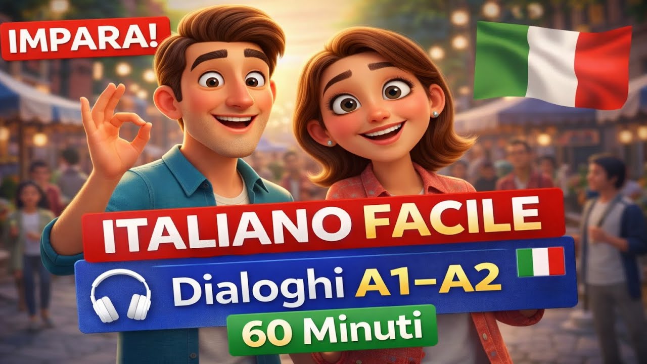 IMPARA L’ITALIANO A1–A2 🇮🇹 | 60 Minuti di Dialoghi per Principianti A1–A2