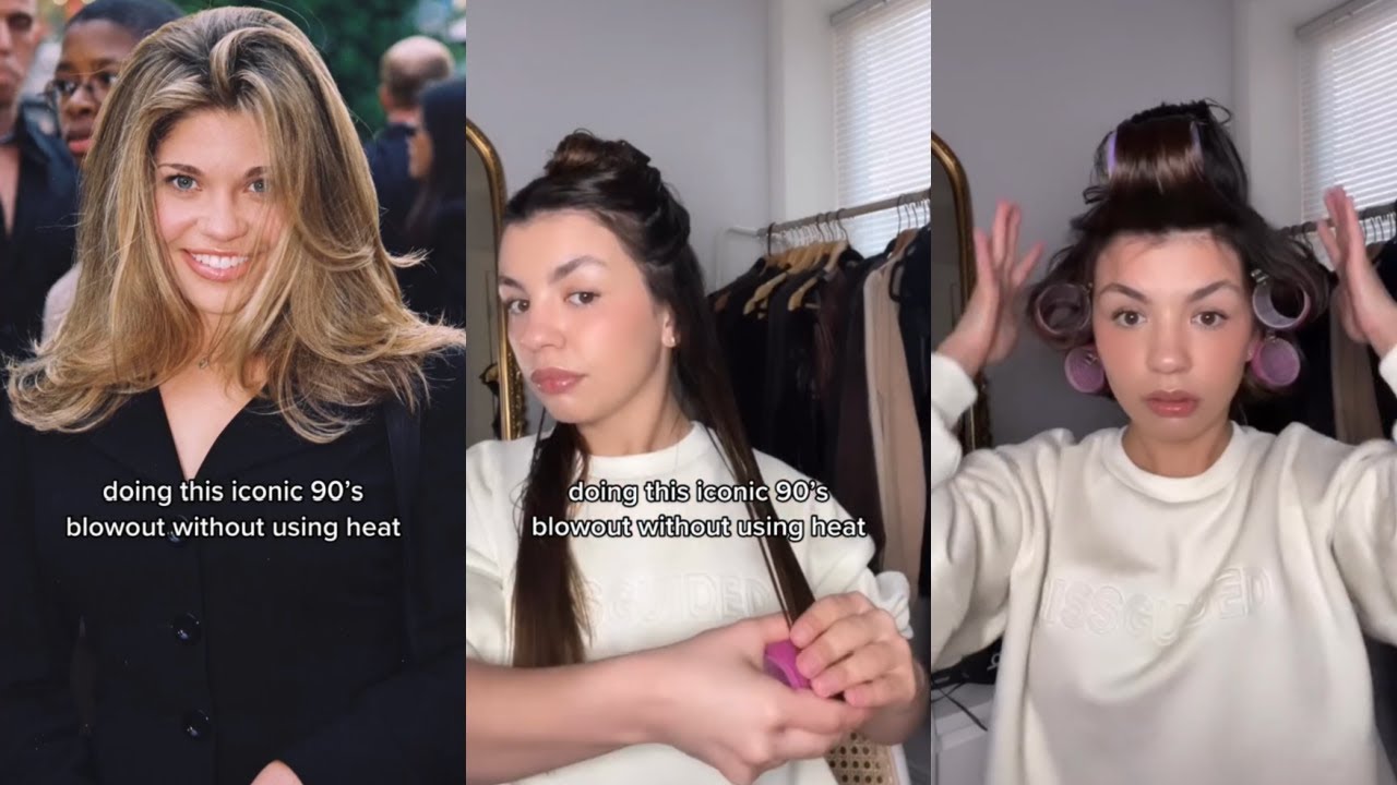 Doing This Iconic 90's Blowout Without Using Heat #hairstyle #hair