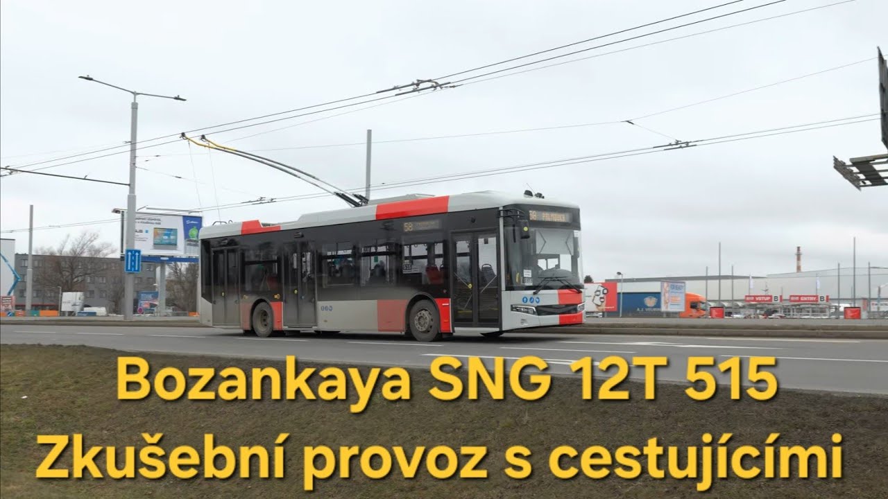 Zkušební provoz Bozankaya SNG 12T 515 na lince 58 a další zajimavosti, 13.-14. 2. 2026