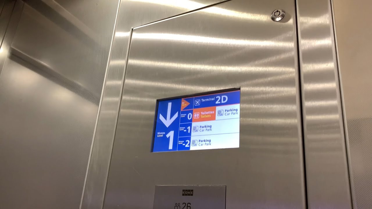 Elevator Kone Ecodisc at Paris Charles de Gaulle Airport Terminal 2D Parking Pcd