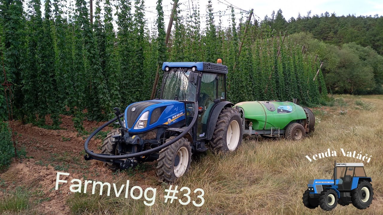 Farmvlog #33 / Postřik chmele / New Holland t4.100f / Bufer Turbo Atomizer 1500LT / stříkání chmele