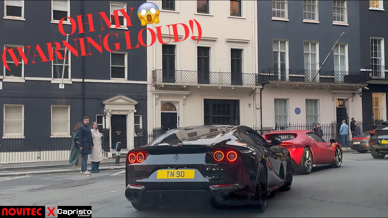 CRAZY NOVITEC FERRARI 812 Superfast DESTROYS LONDON! *Loud Accelerations, DOWNSHIFTS & Reactions!