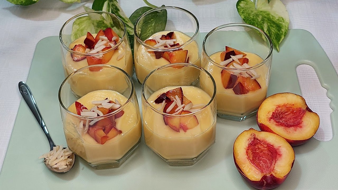 if you have 2 peaches(nectarines) and some milk!make this wonderful dessert,no oven.