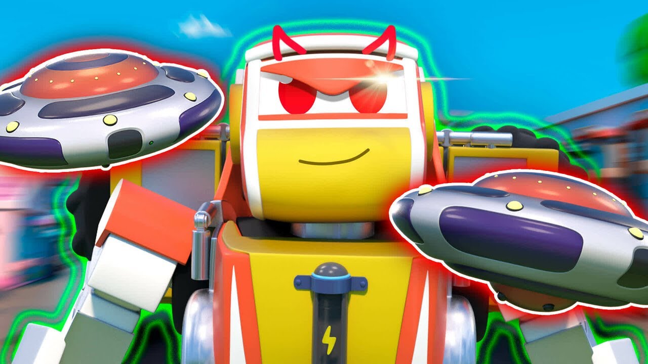 ALIENS y ROBOT GEMELO atacan Auto City ¡Socorro, EQUIPO DE RESCATE! - Robot Pelea con Aliens