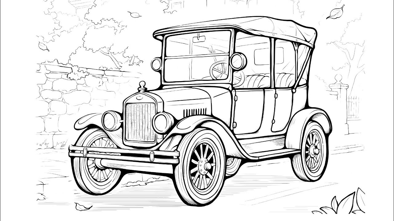 Vintage Express – Blue Car by Stone Buildings  