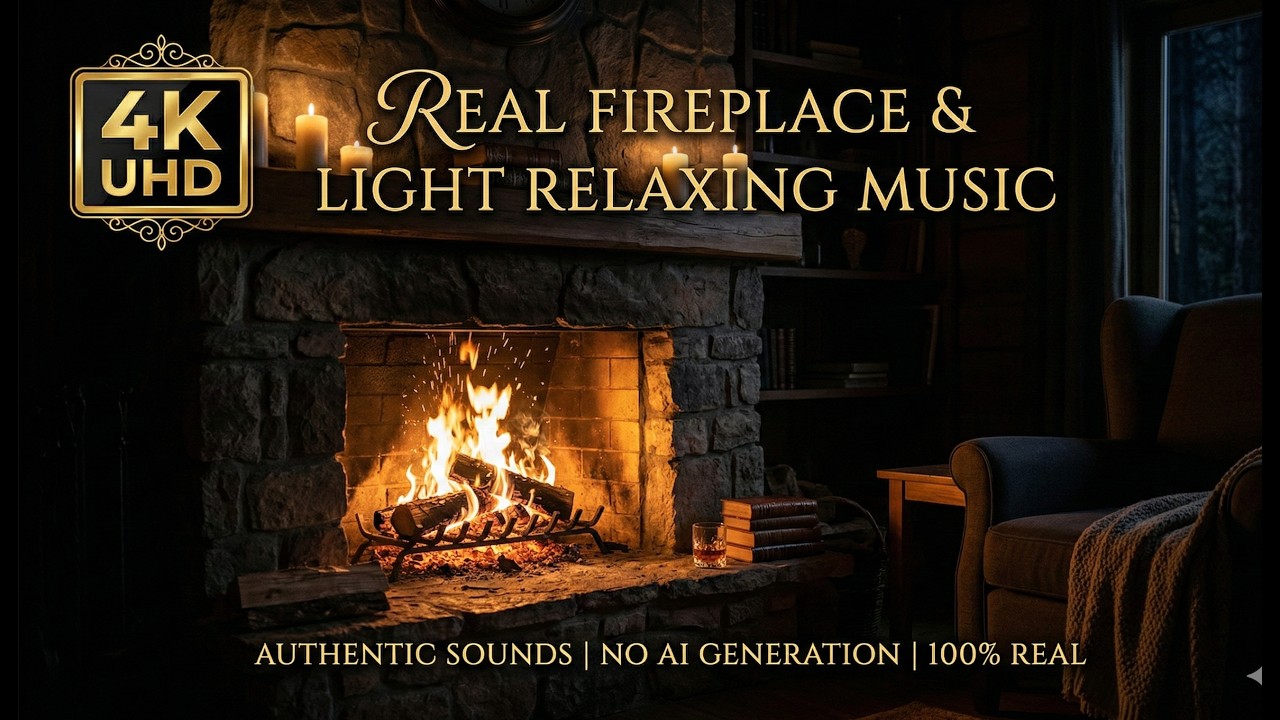 Real Fireplace & Beautiful Female Vocals | Relaxing Acoustic Music for Sleep & Relief