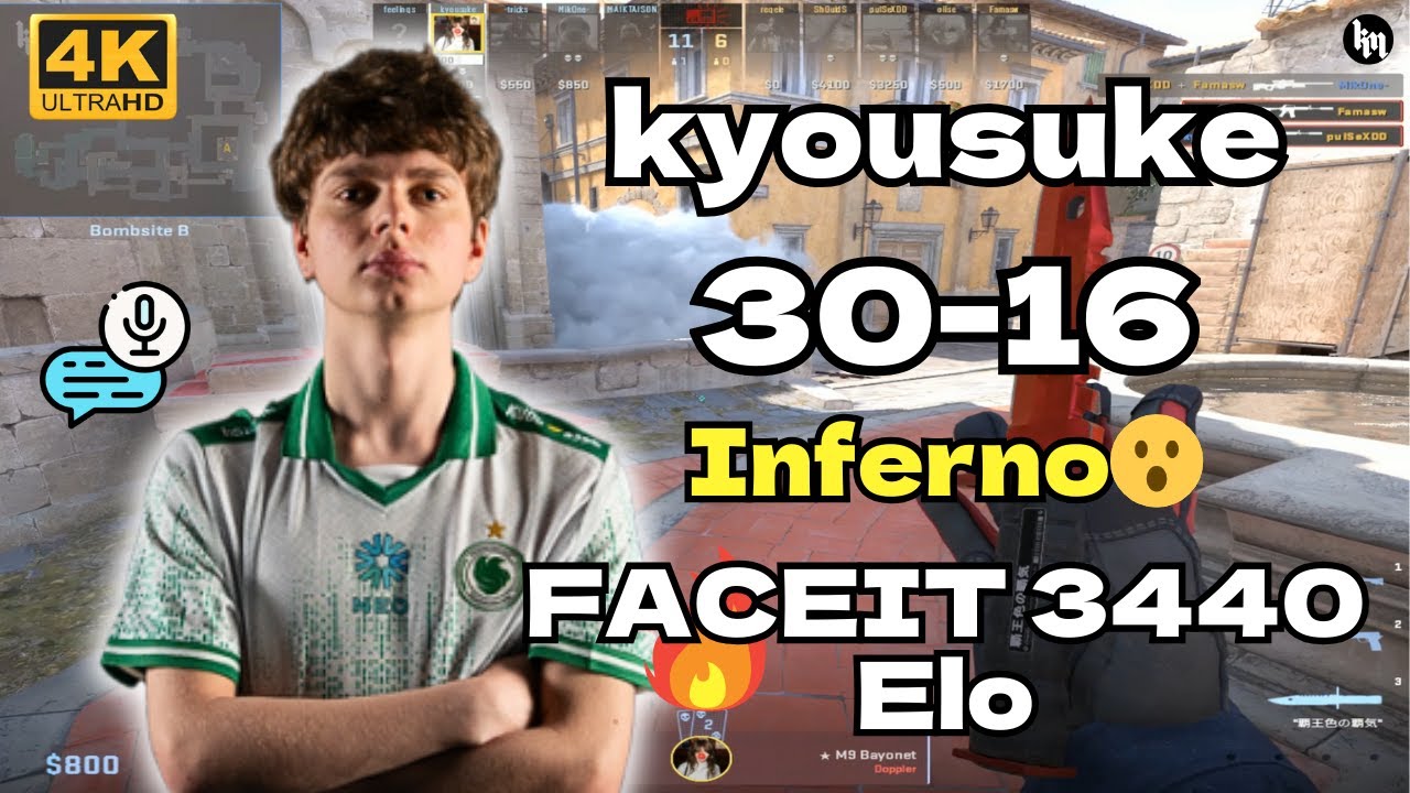 kyousuke (30-16) FACEIT avg 3440 Elo (Inferno) | Sep 10, 2025 | CS2 POV/DEMO