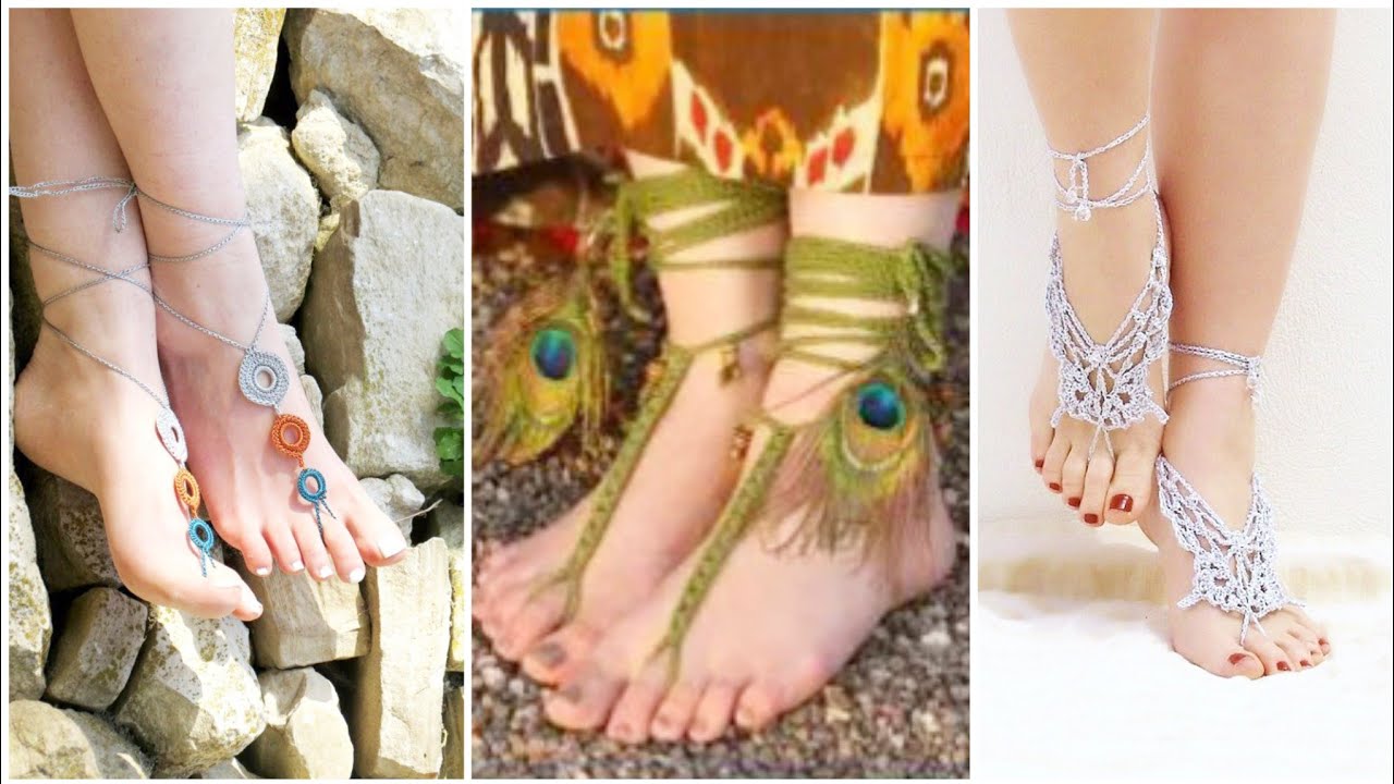 Women feet jewelry #latest fashion ideas #knitted patterns anklets design
