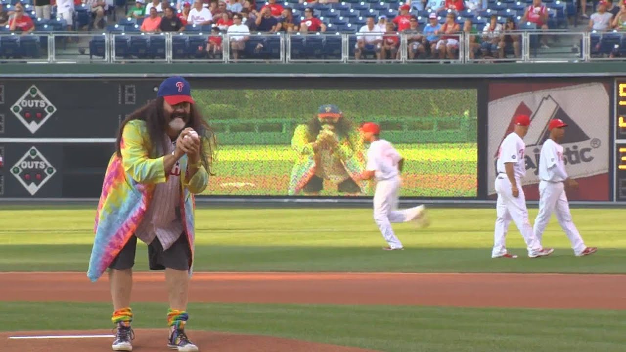 Pierre Robert Throws First Pitch at Phillies Game