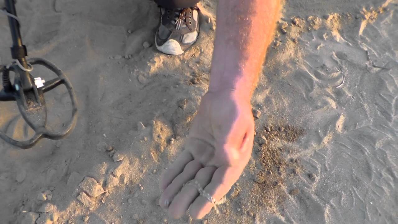 Pirate metal detector test on beach