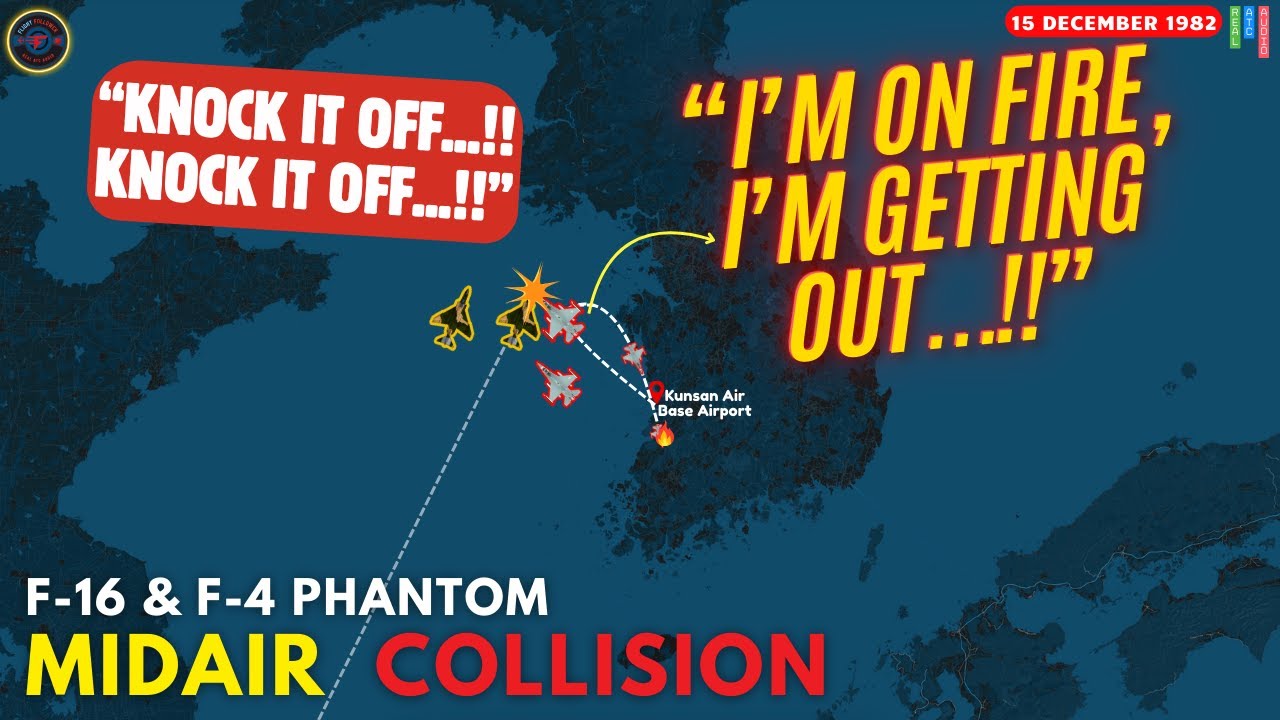 F-16 collides with F-4 phantom!Training Mission Ends in Devastating Collision (1982) #atc