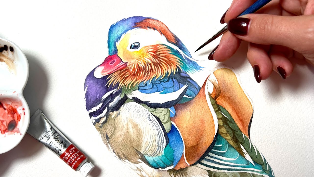 Mandarin Duck 🦆 Watercolor Tutorial & Negative Painting Examples