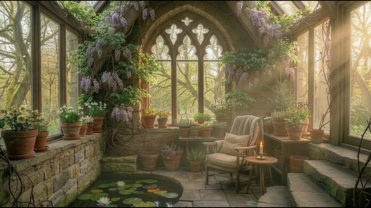 Sunlit Garden Orangery Ambience | Spring Birdsong & Distant Bells | Life of Kite