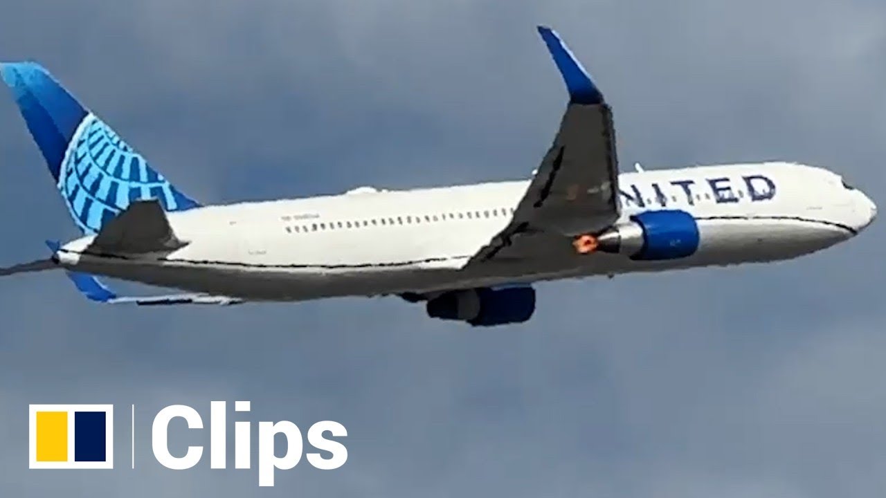 Video shows flames spewing from US airliner&rsquo;s engine after take-off from Hong Kong
