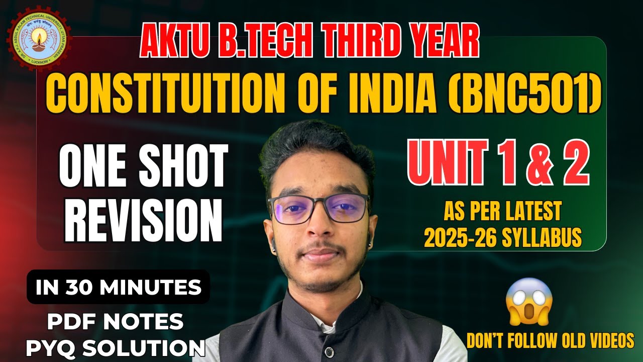 COI AKTU UNIT 1,2| Constitution Of India | BNC-501 |COI ALL IMPORTANT TOPICS | SEM V |