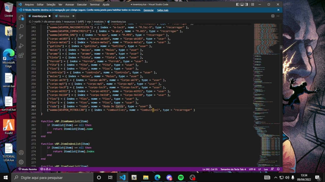 [TUTORIAL FIVEM] COMO ADICIONAR ITENS NO INVENTÁRIO de sua base VRP/VRPEX
