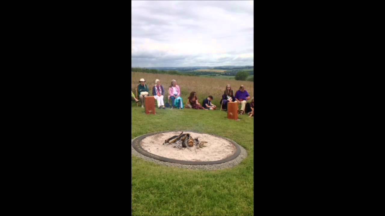 Fire Circle ceremony at Sharpham Meadow Burial Ground