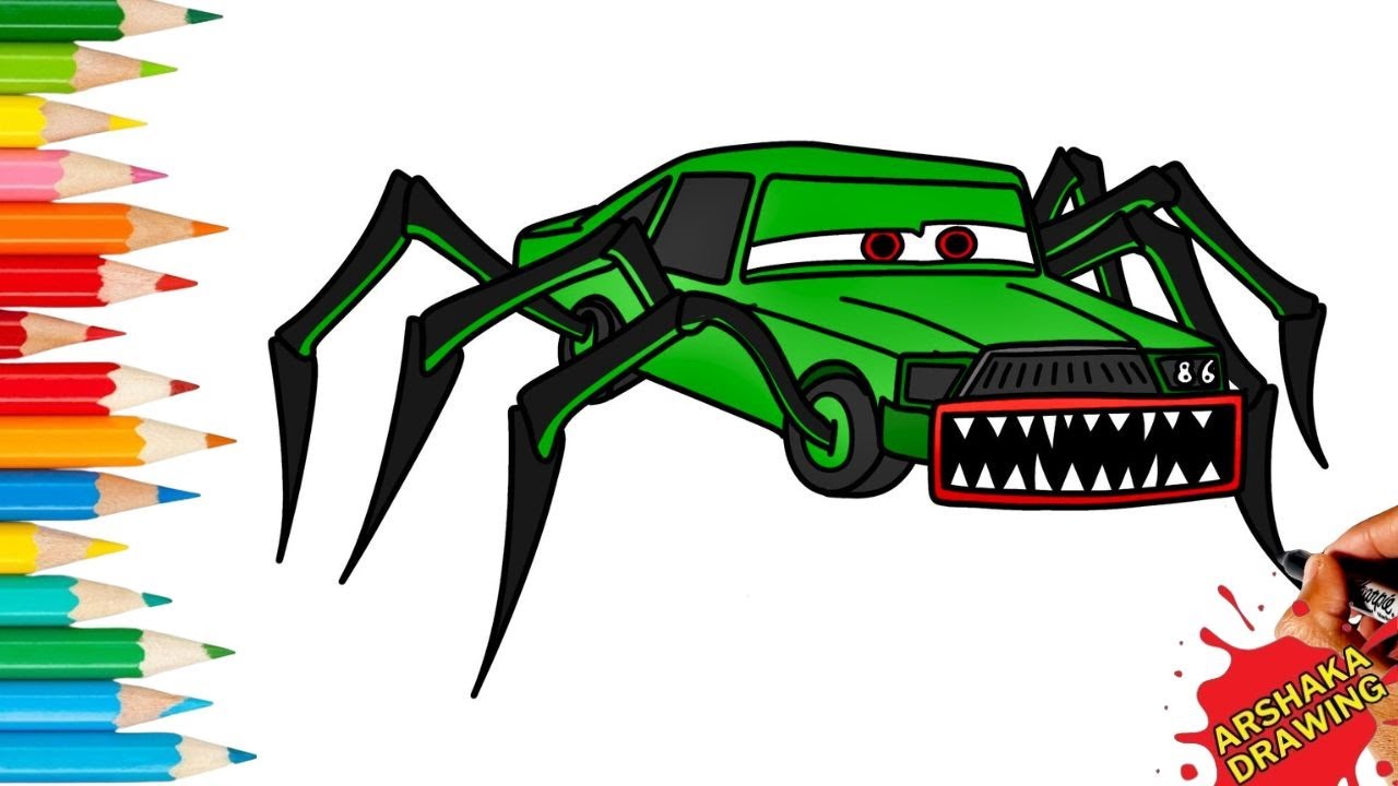 Drawing Chick Hicks Spider Eater Easy | Epic Lightning McQueen Eater #lightningmcqueen #spidereater