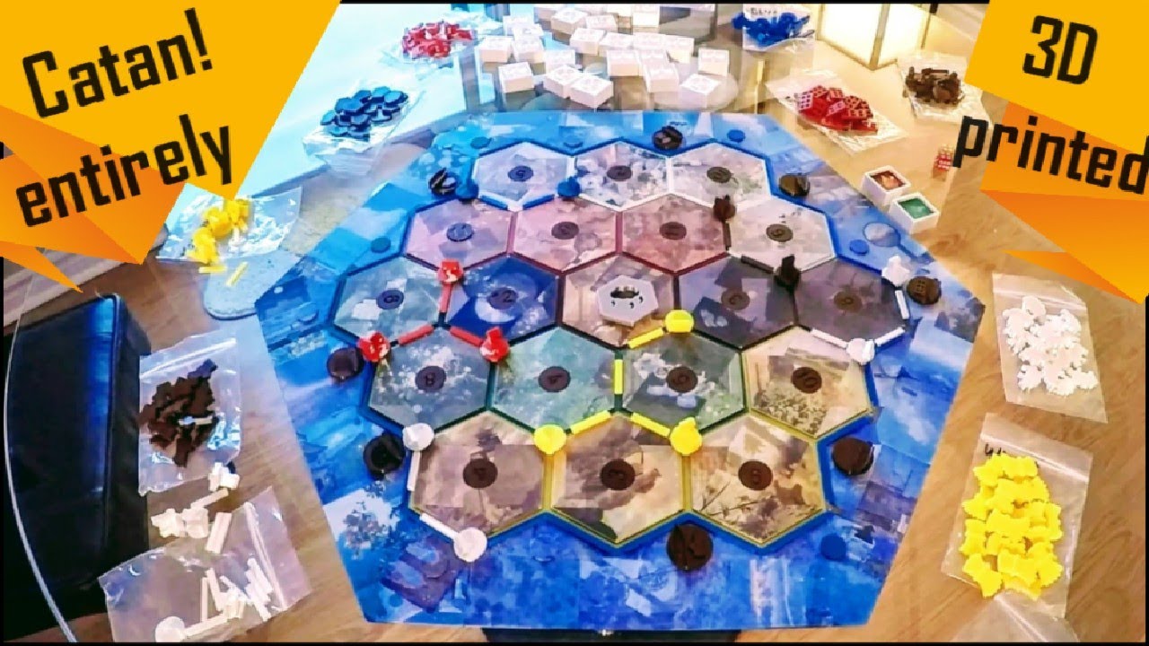 I 3D printed a Catan Board Game (no cards, washi stickers)