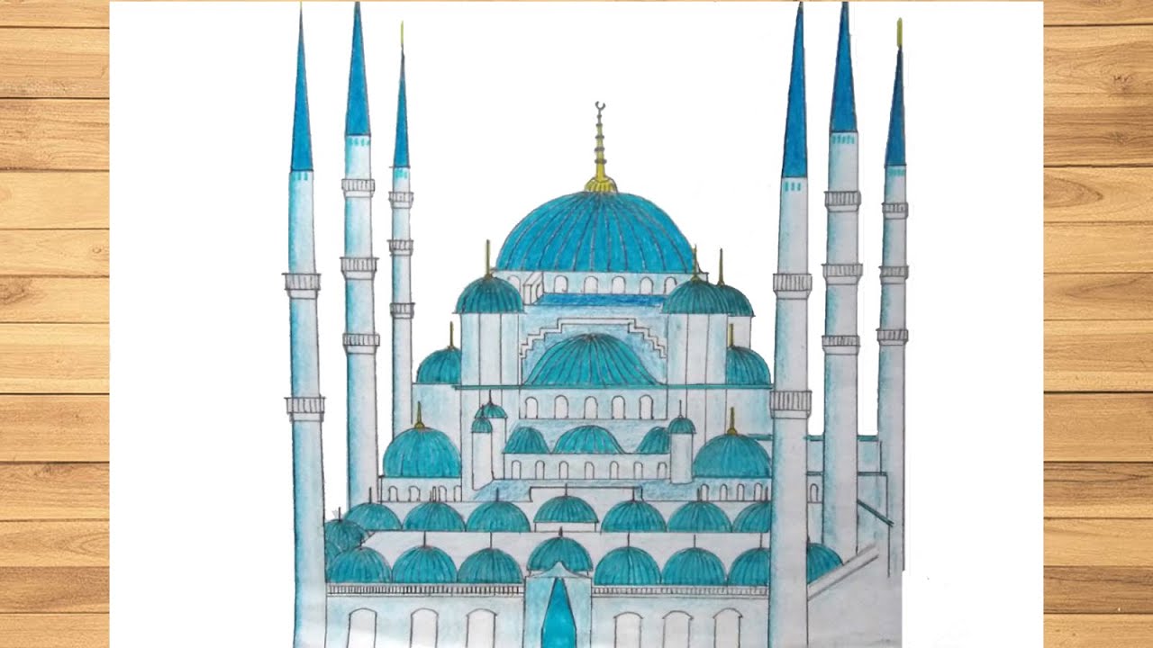 How to Draw Blue Mosque Step by Step 🕌 Blue Mosque Drawing (Sultanahmet Camii çizimi)
