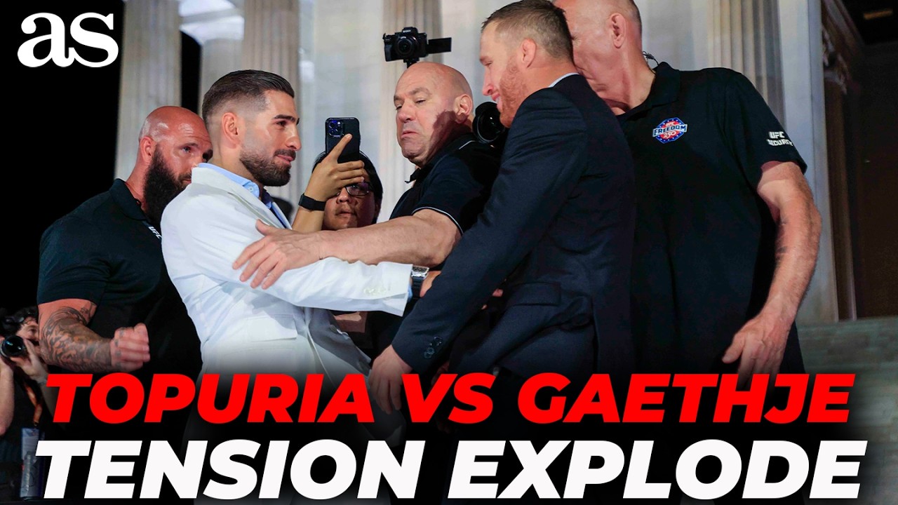 Tensions EXPLODE! ILIA TOPURIA pushes JUSTIN GAETHJE in heated staredown