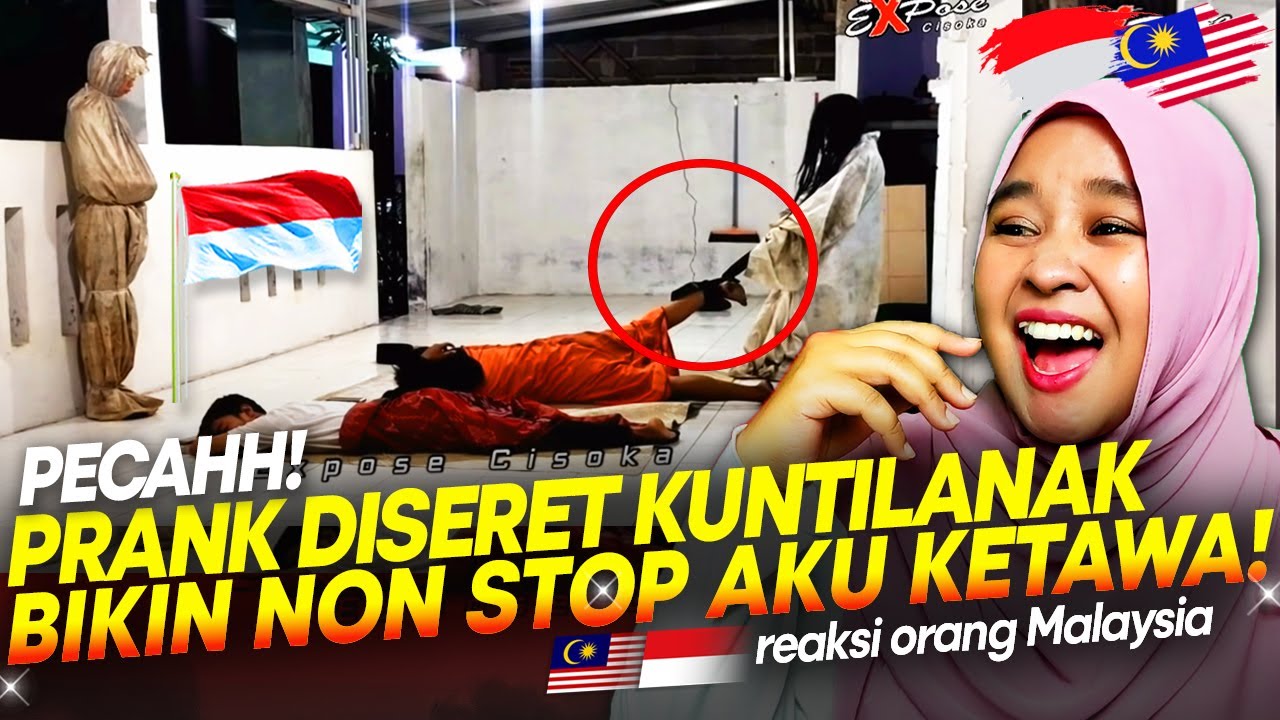 🇮🇩 NGAKAK PECAH!!🤣🤣 PRANK POCONG DAN KUNTILANAK SERET SELUAR DAN NARIK KAKI ORANG!! || 🇲🇾 REACTION
