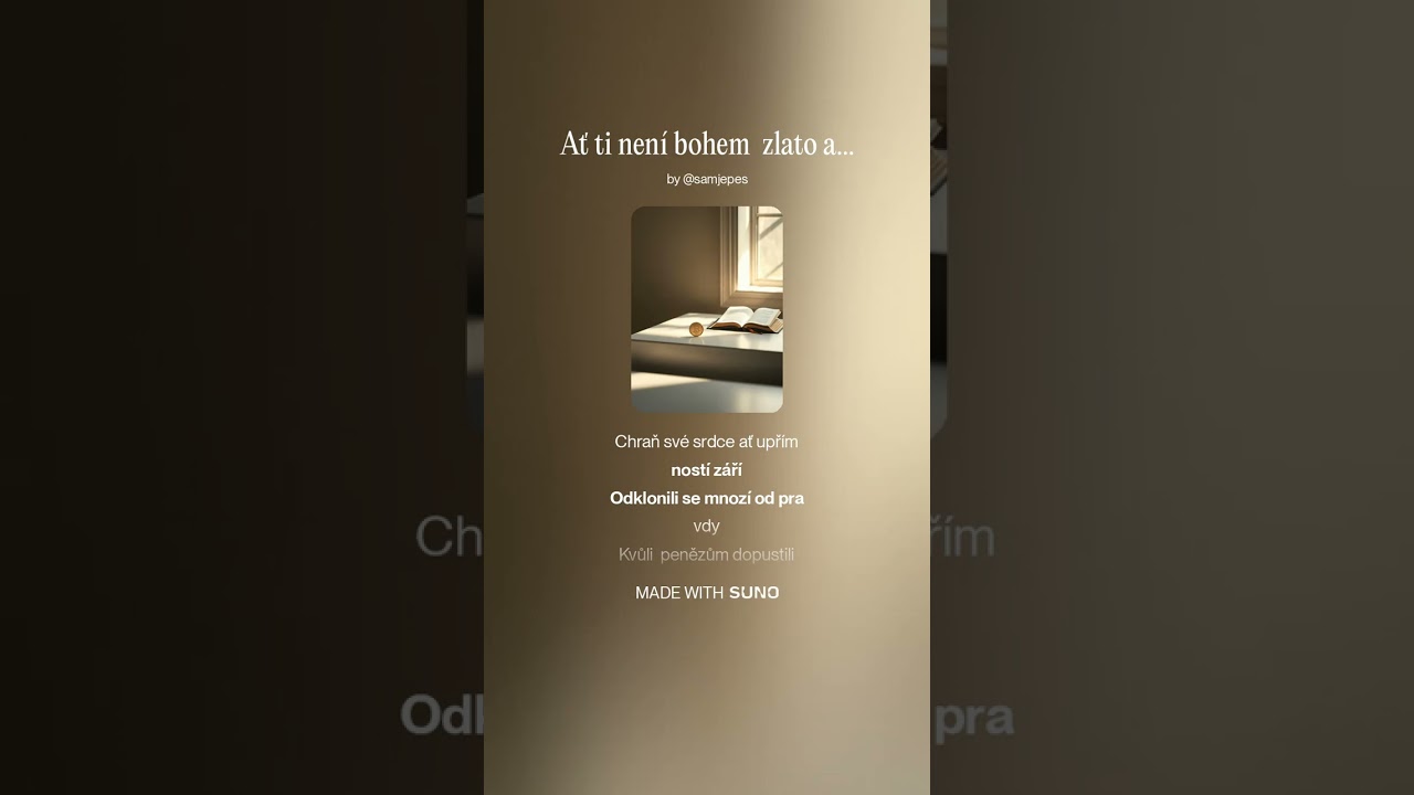 Ať ti není bohem  zlato a peníze