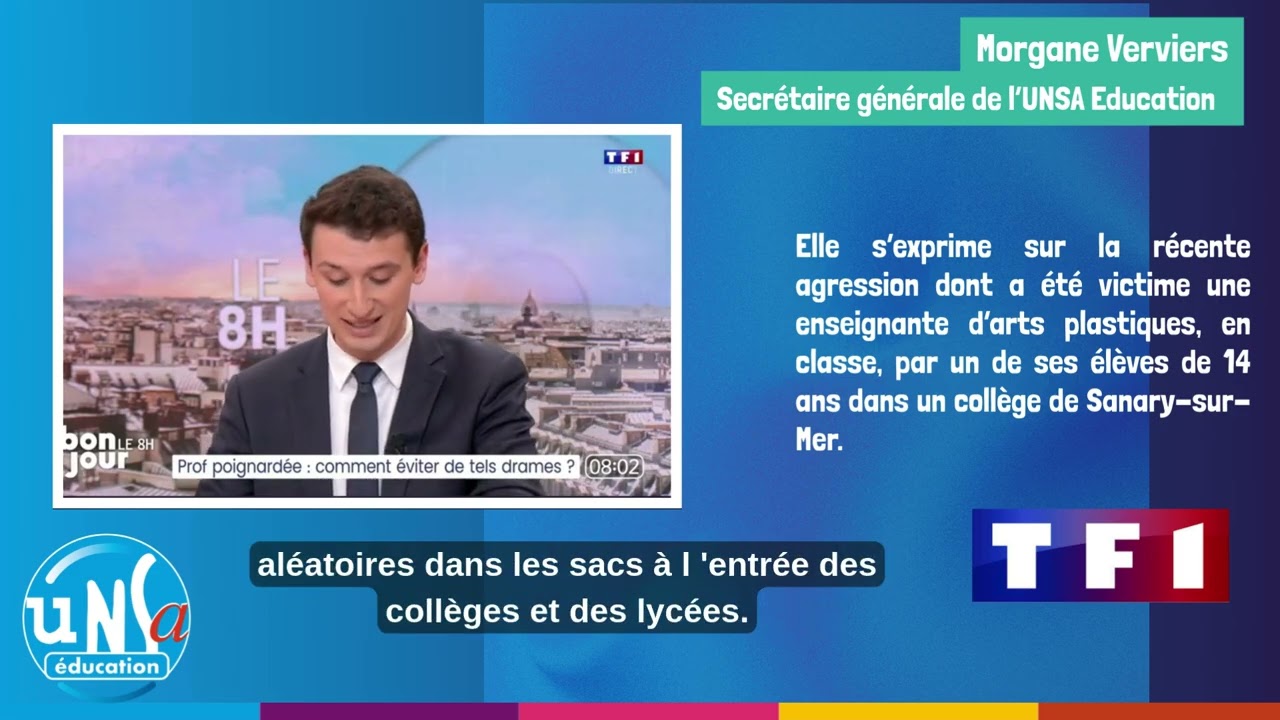 Morgane Verviers secrétaire générale UNSA Éducation TF1 le 4/02/26 sur l'agression d'une enseignante