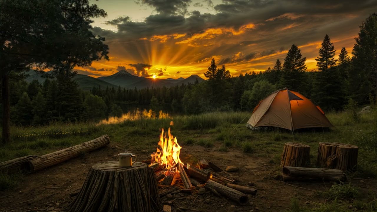 Day 23: Evening by the Campfire – Cozy Tent Ambience in the Quiet Mountains 🌲🔥✨