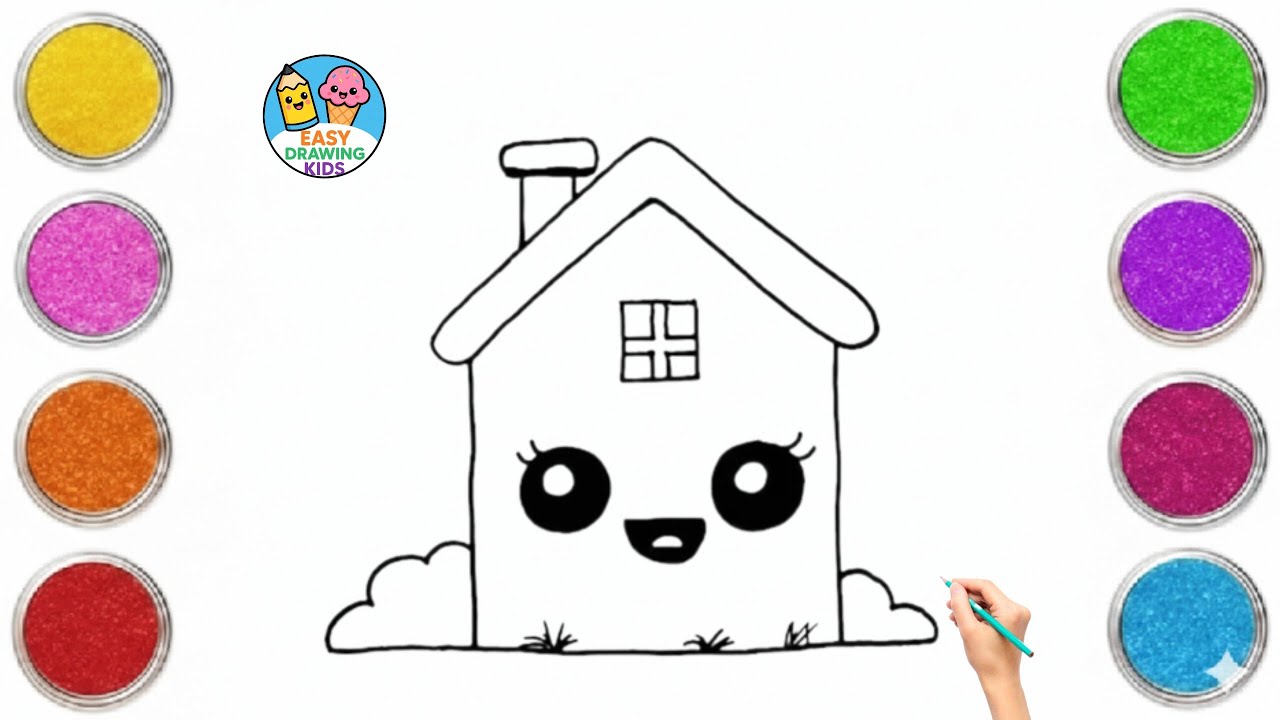 How to draw an easy house step by step|cute and easy  tutorial drawings#howtodraw#easy