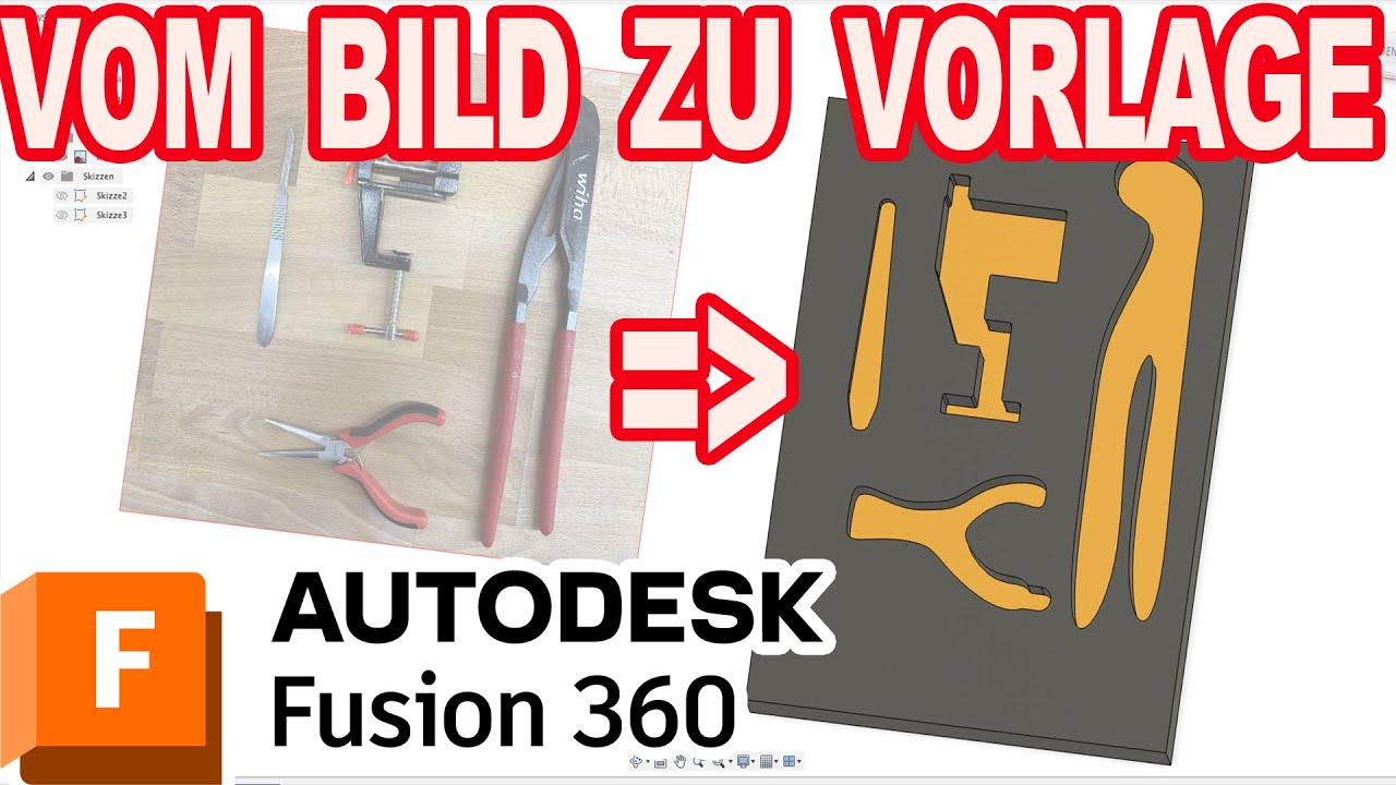 Vom Bild zum Negativ Werkzeugeinlage DIY Fusion 360 Tutorial Deutsch CAD