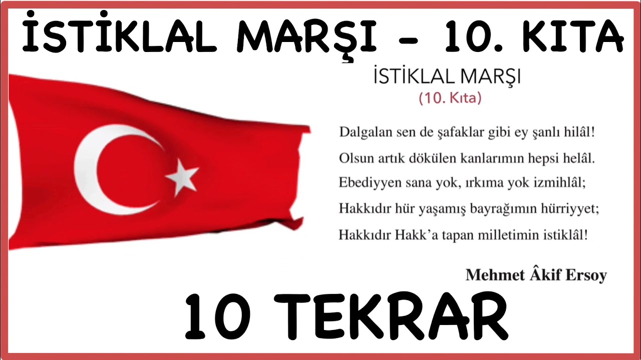İSTİKLAL MARŞI 10. KITA EZBERLEME - 10 TEKRAR