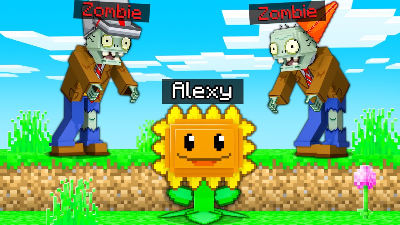 Minecraft: PLANTA vs 2 ZOMBIES 🌻🧟‍♂️ ALEXY SPEEDRUN MANHUNT con SPARTA y FRANCIS