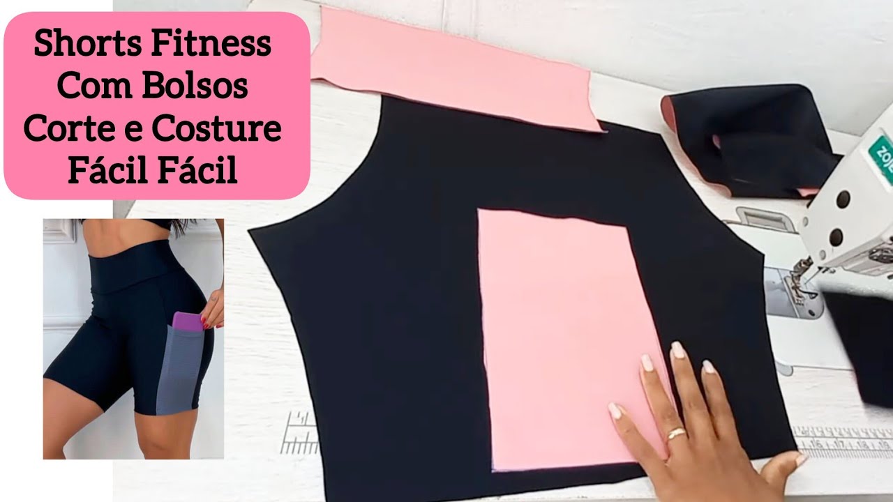 COMO COSTURAR SHORTS FEMININO PARA ACADEMIA COM BOLSOS LATERAIS 